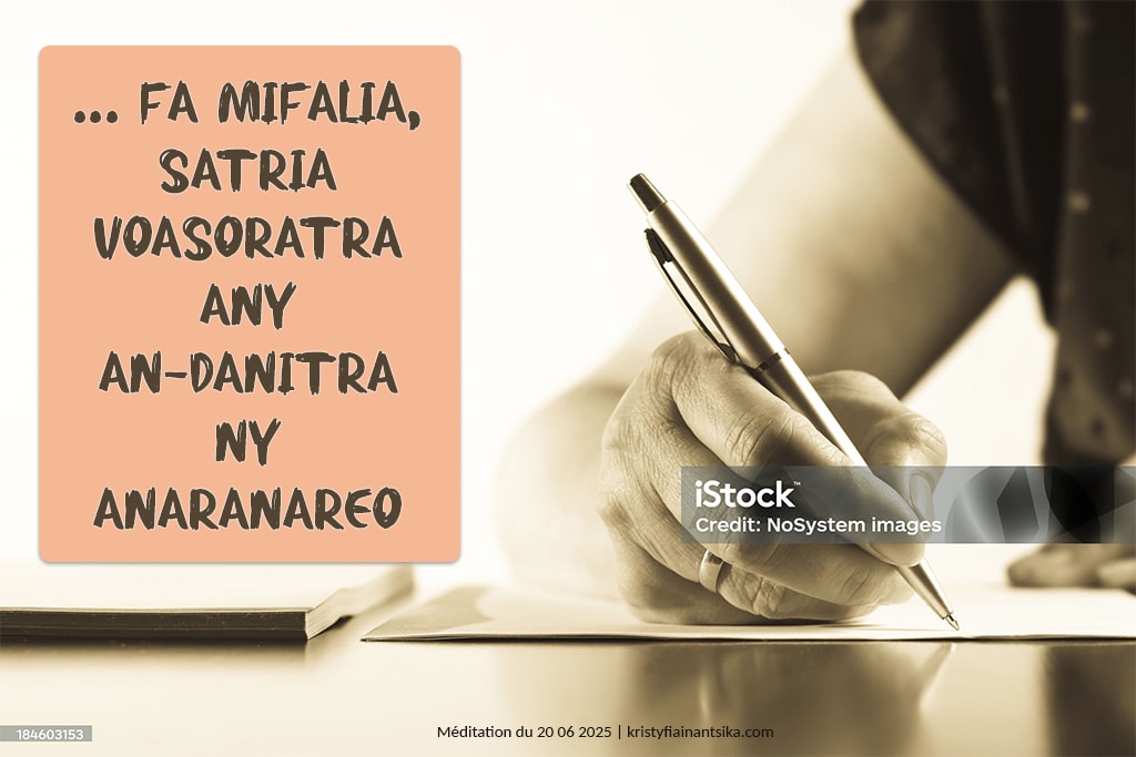 ... fa mifalia, satria voasoratra any an-danitra ny anaranareo