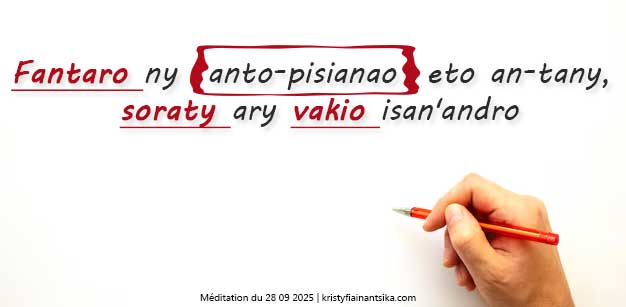 Fantaro ny anto-pisianao eto an-tany, soraty ary vakio isan'andro