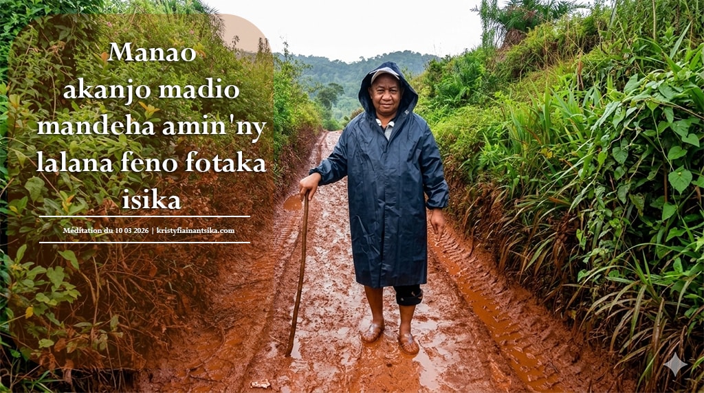 Manao akanjo madio mandeha amin'ny lalana feno fotaka isika