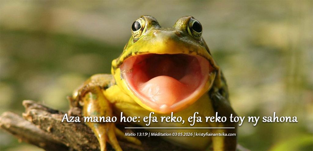Aza manao hoe: efa reko, efa reko toy ny sahona